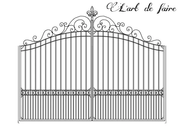 Plan de conception d'un portail en fer forgé, bureau d'études L'Art de Faire